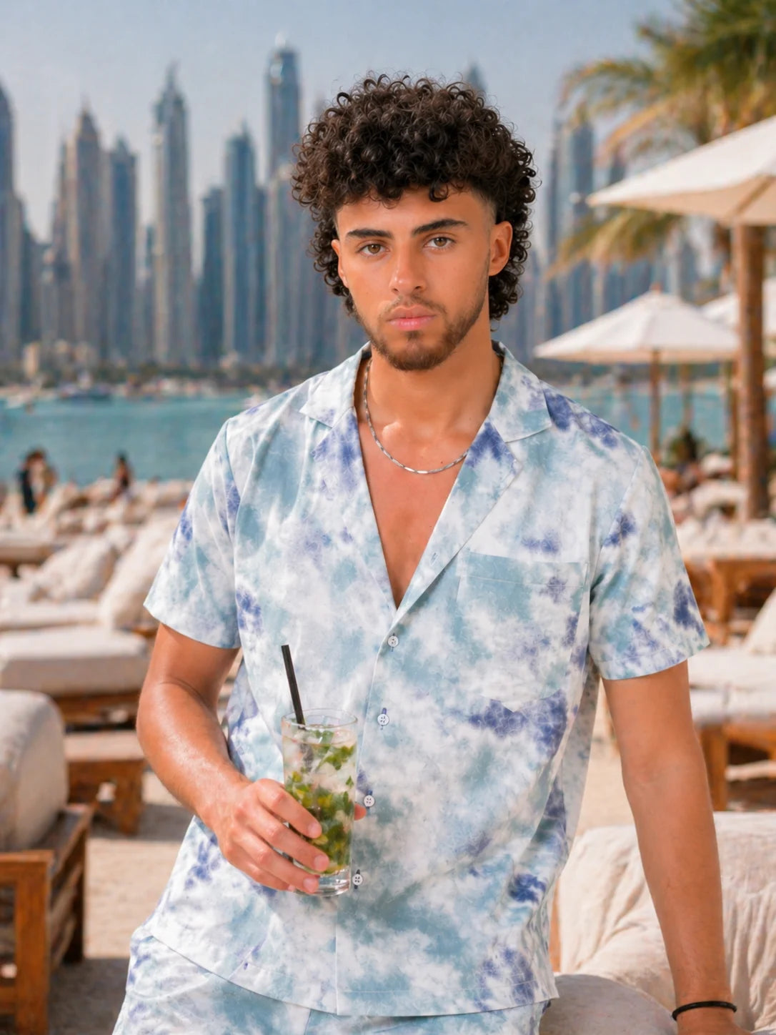 MARBLE TIE DYE CAMP SHIRT MEN