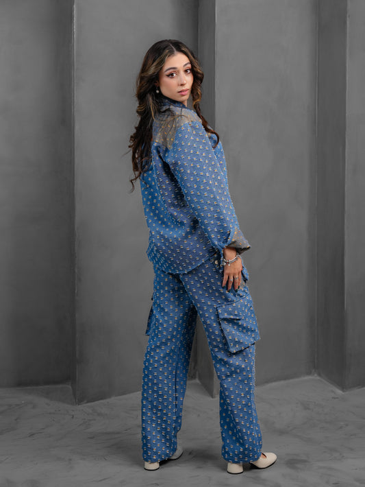 GLIDED FRAY DENIM TROUSERS WOMEN