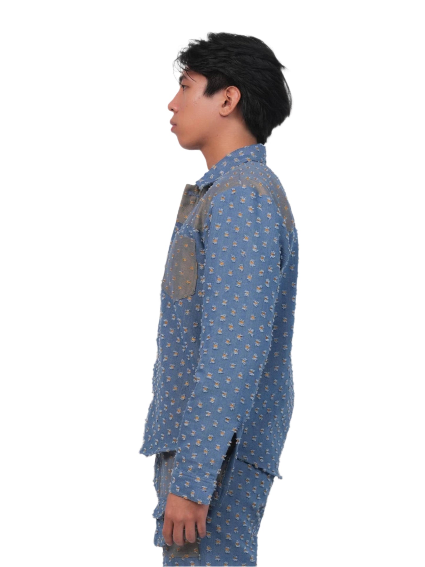 GLIDED FRAY DENIM SHIRT MEN | DENIM SHIRT MEN | JANTAKUMARI
