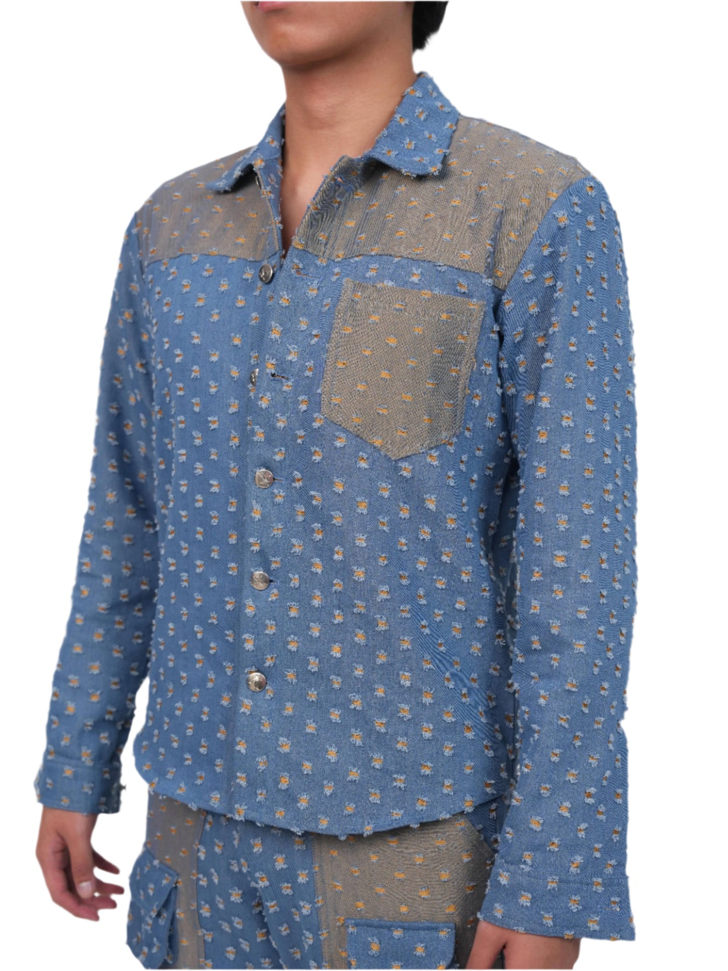 GLIDED FRAY DENIM SHIRT MEN | DENIM SHIRT MEN | JANTAKUMARI