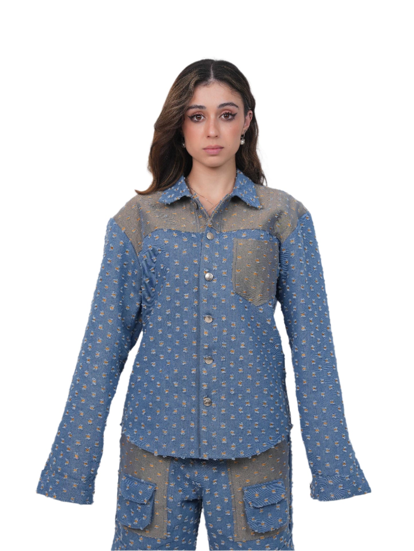 GLIDED FRAY DENIM SHIRT WOMEN | DENIM SHIRT WOMEN | JANTAKUMARI