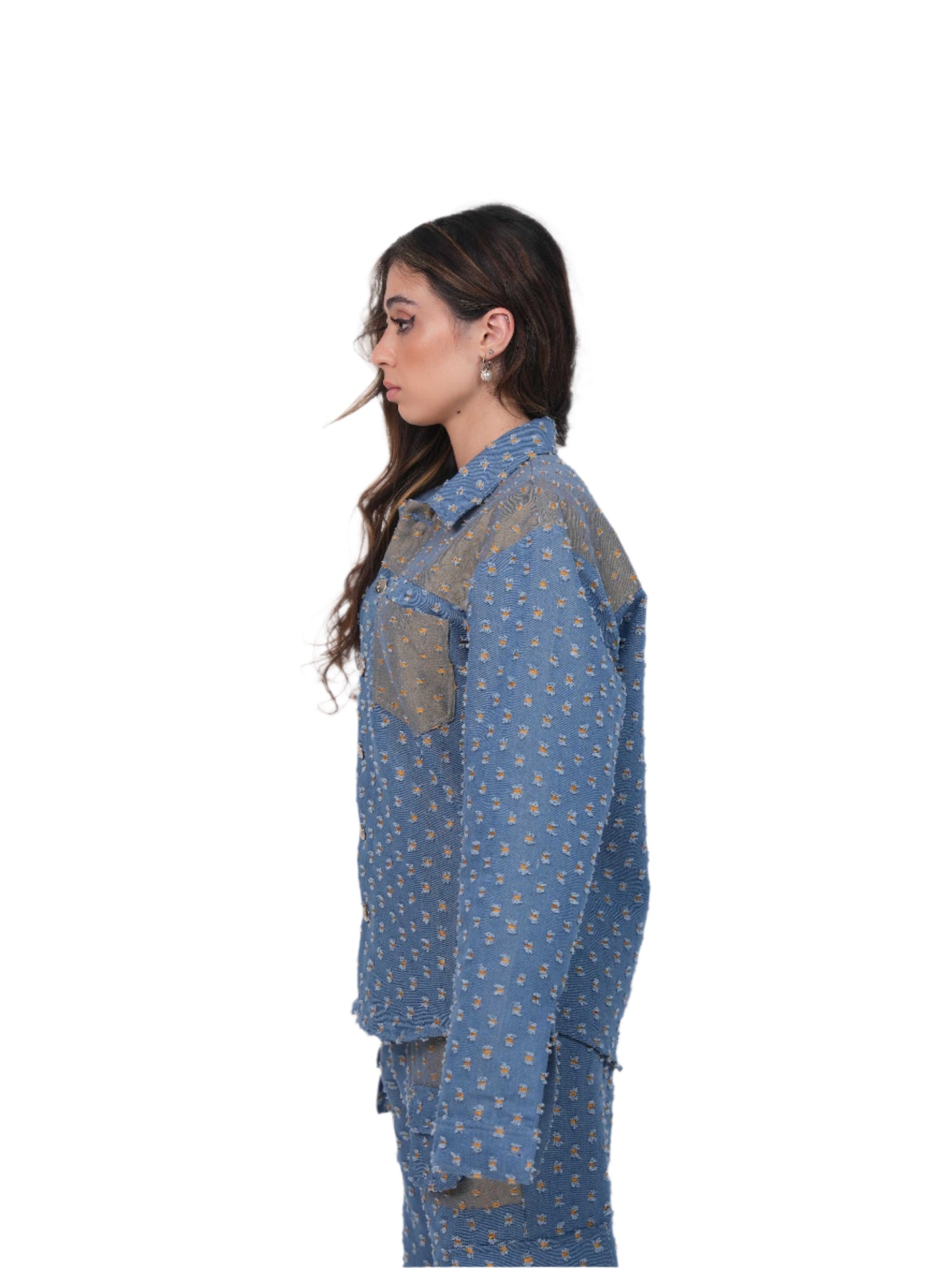 GLIDED FRAY DENIM SHIRT WOMEN | DENIM SHIRT WOMEN | JANTAKUMARI