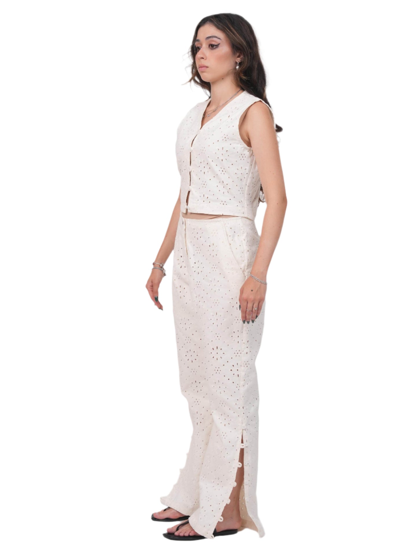 IVORY GAZE SET | CORD-SET | CHIKANKARI SET | JANTAKUMARI