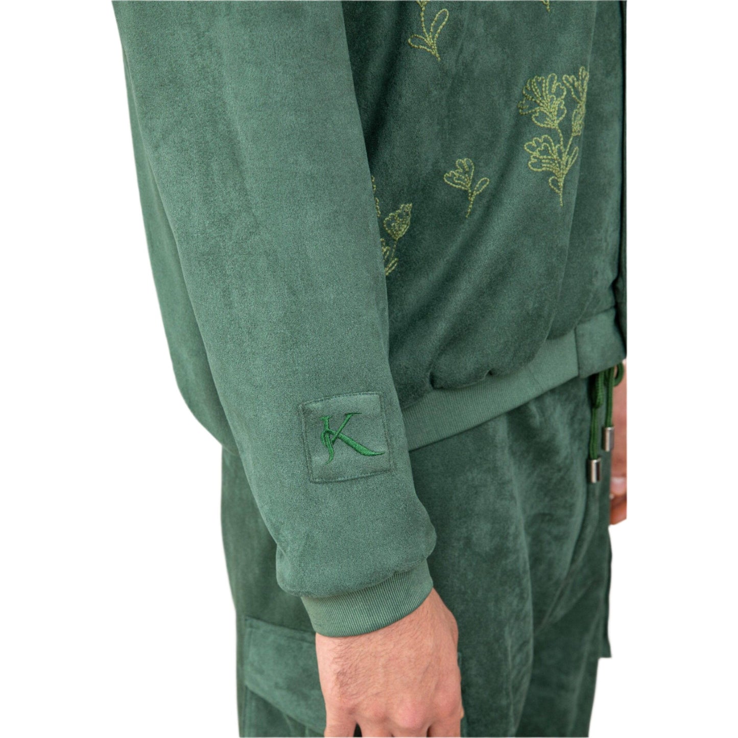 OLIVE GREEN EMBROIDERY BOMBER JACKET - Janta Kumari