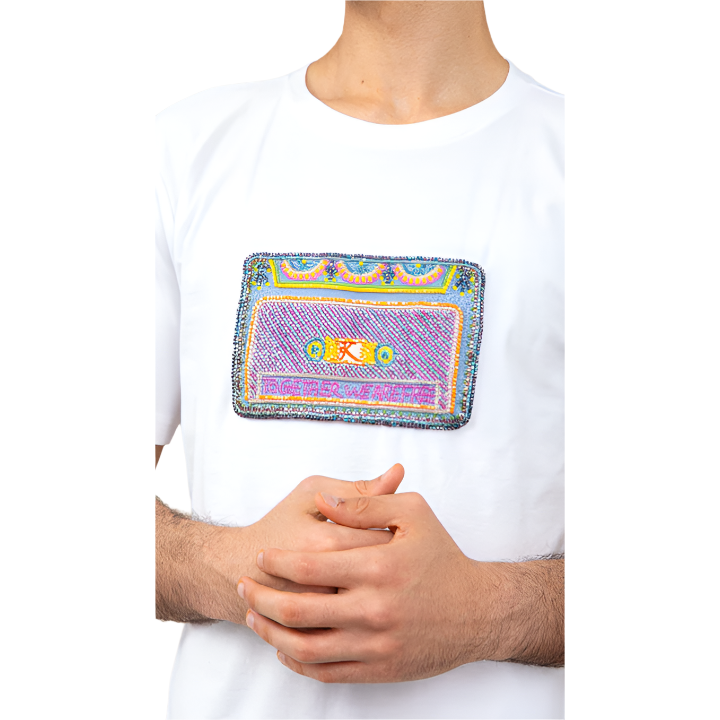 RETRO EMBROIDERY CASSETTE T-SHIRT MEN - Janta Kumari