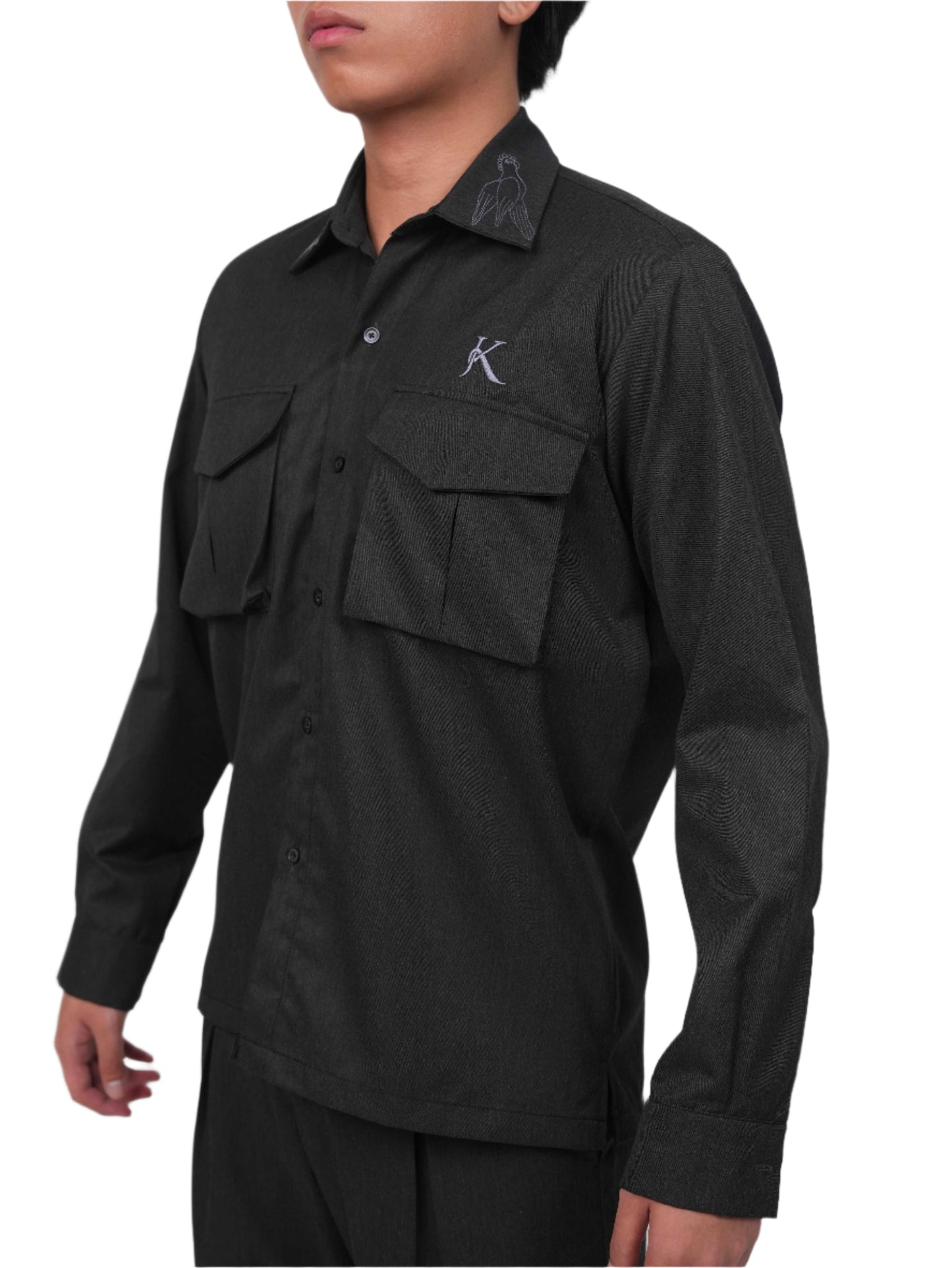 SLATE CARGO SHIRT | LUXURY CASUAL SHIRT | JANTAKUMARI