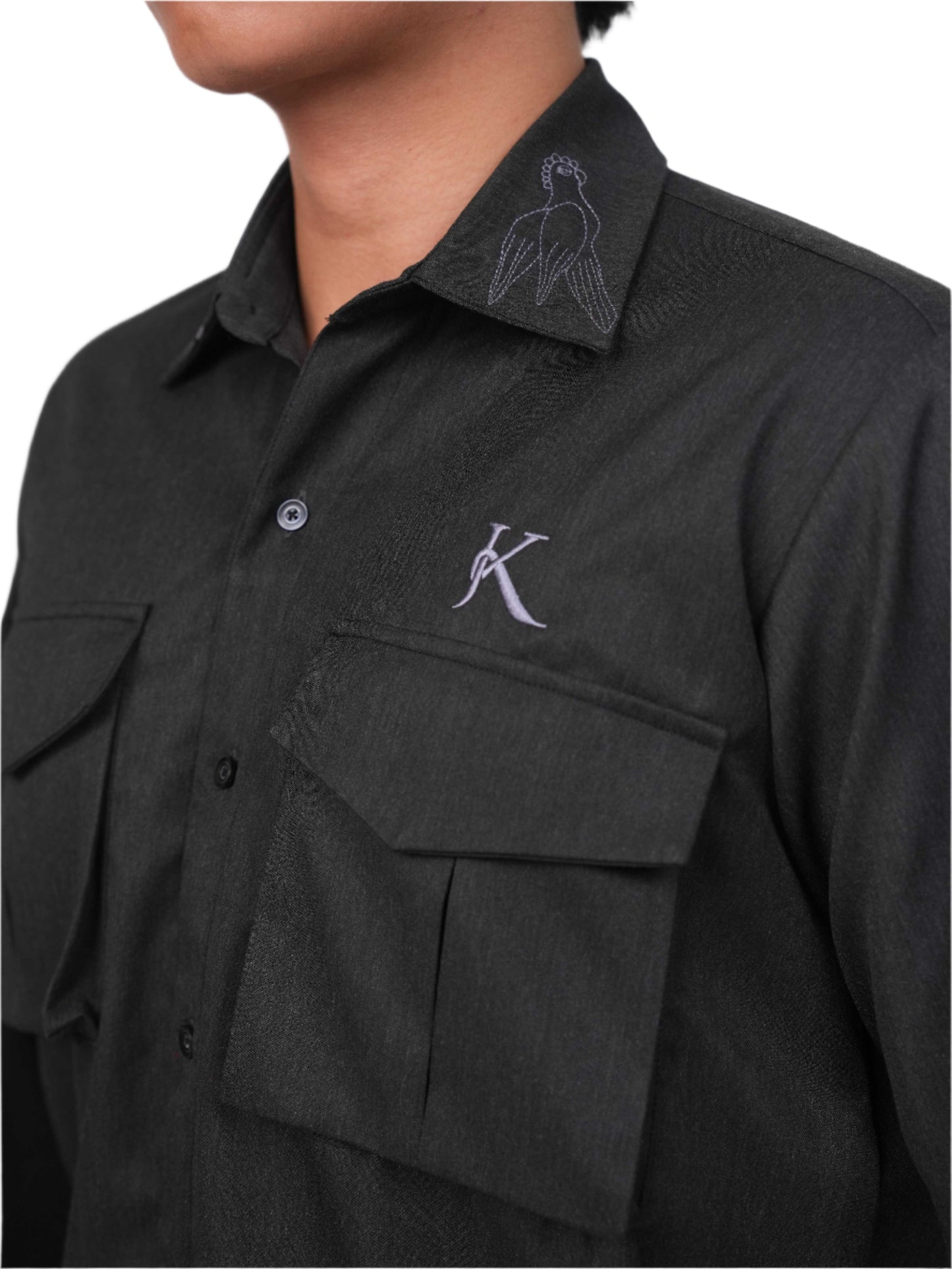 SLATE CARGO SHIRT | LUXURY CASUAL SHIRT | JANTAKUMARI
