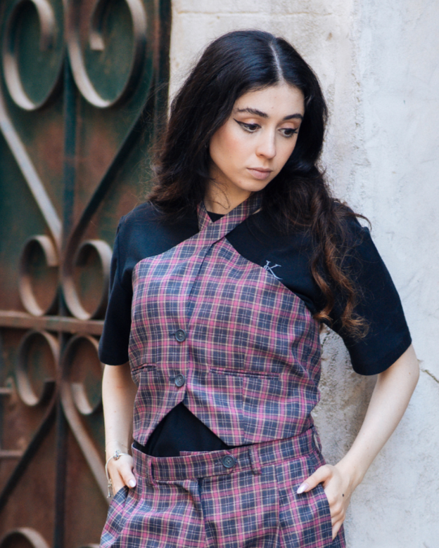 Women's Waist Coat | Street Check Waistcoat | Janta Kumari
