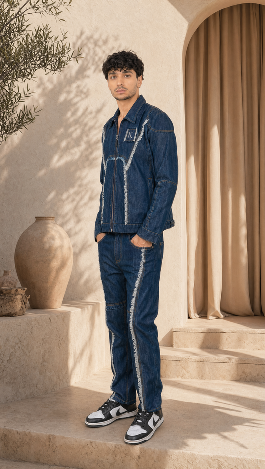 BIKER FRAY DENIM JACKET MEN