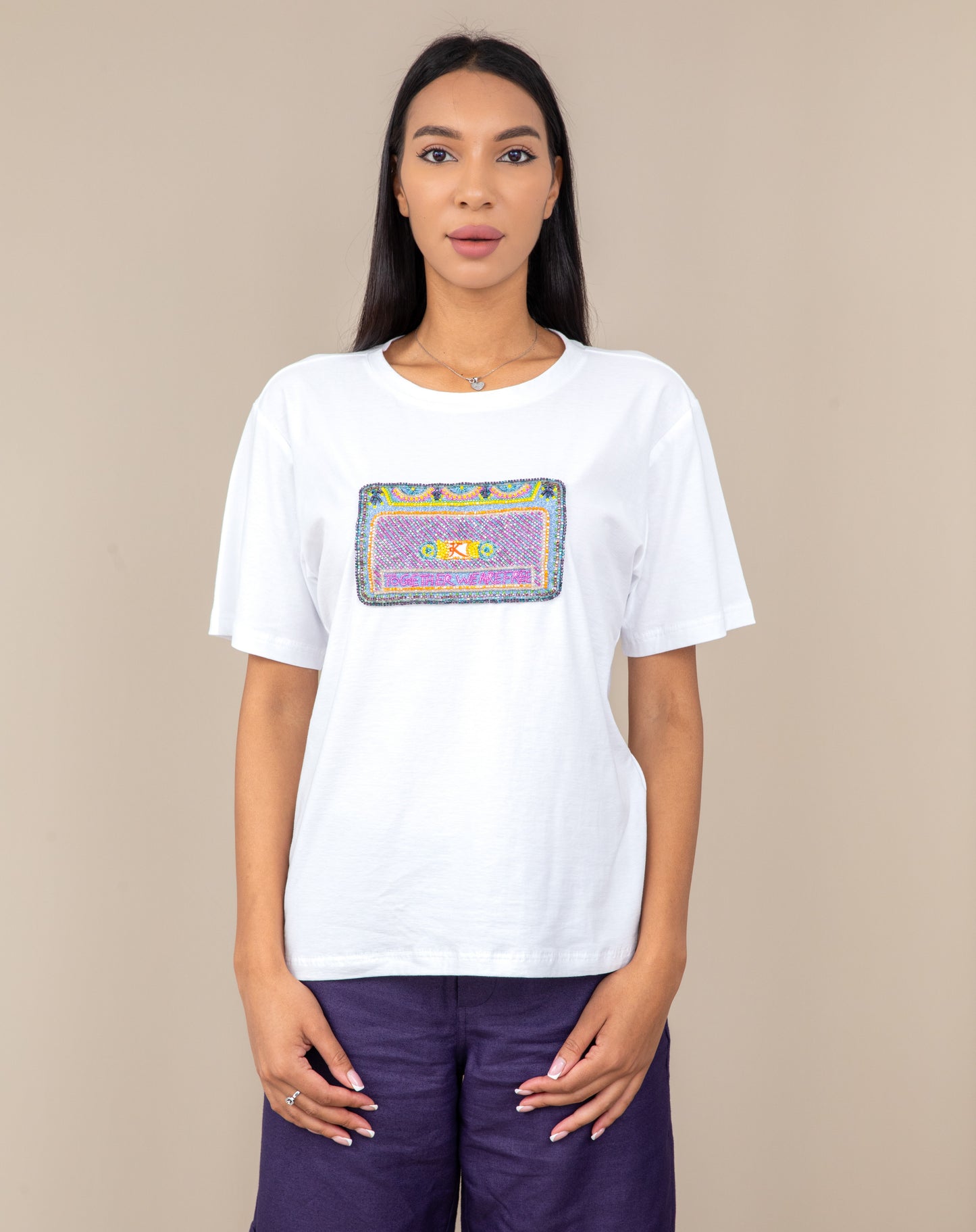 EMBROIDERY CASSETTE T-SHIRT WOMEN