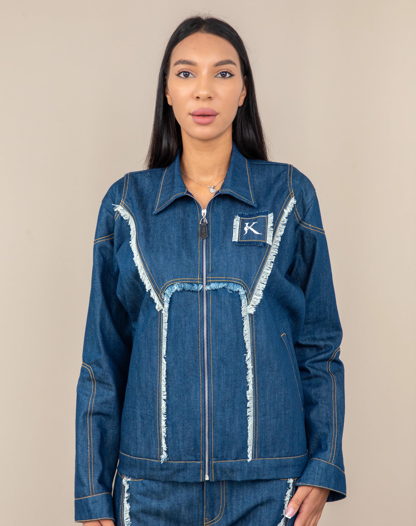 BIKER FRAY DENIM JACKET WOMEN