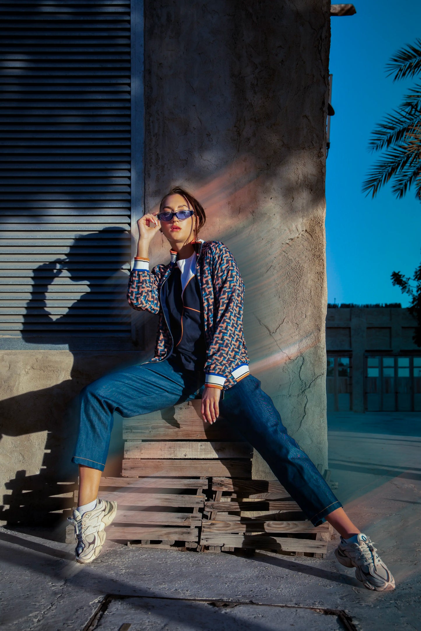 WEAVE PRINT BOMBER JACKET WOMEN