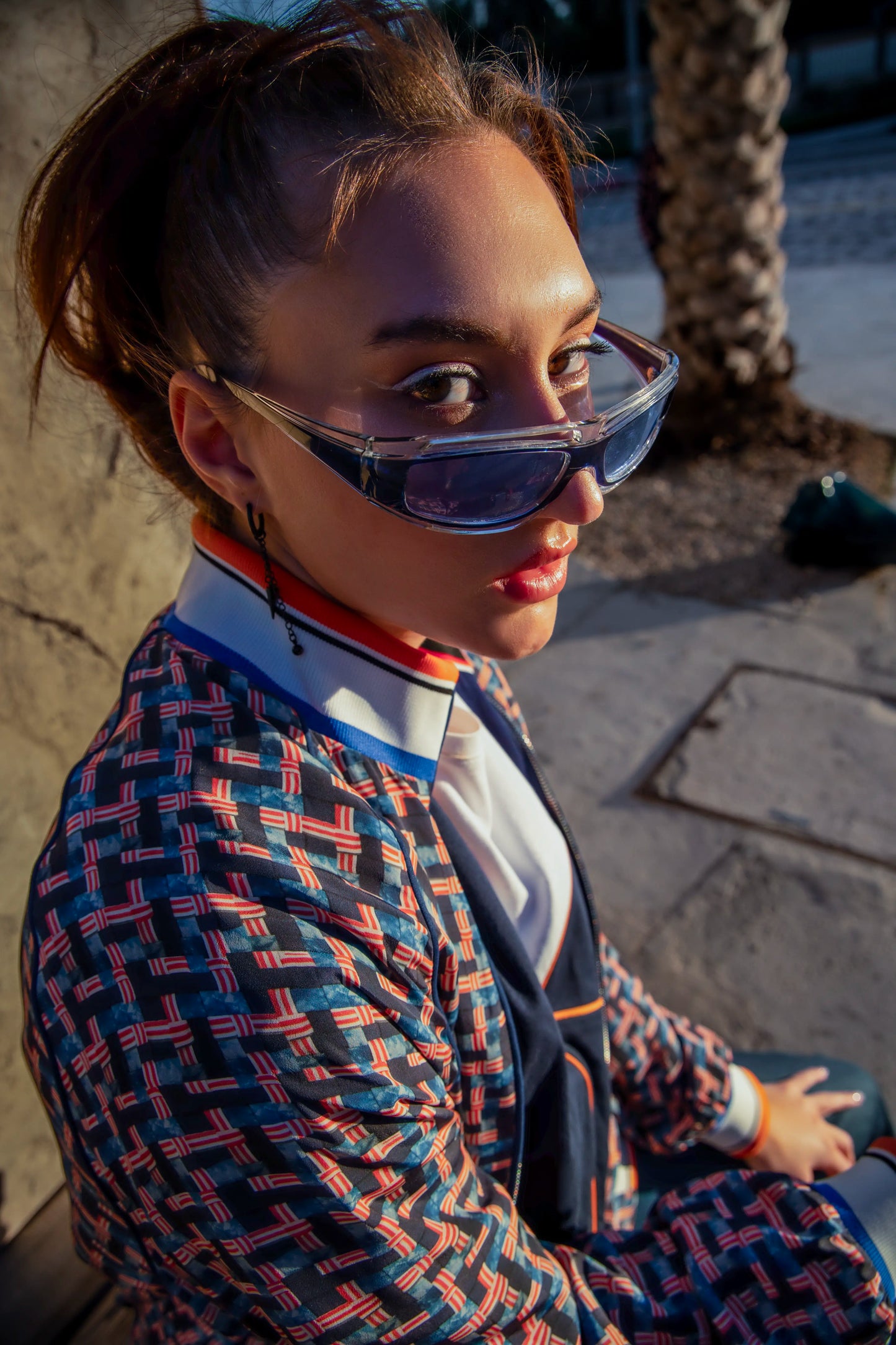 WEAVE PRINT BOMBER JACKET WOMEN