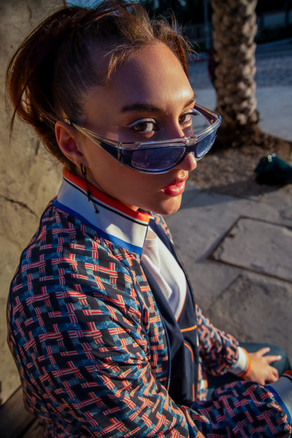 WEAVE PRINT BOMBER JACKET WOMEN