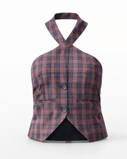 Premium Tartan Co-Ord Set – Women Waistcoat + Pleated Trouser