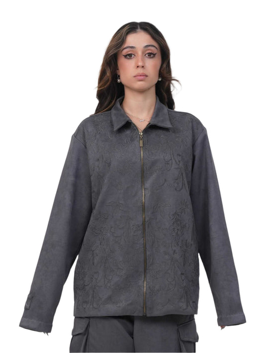 ASH BLOOM JACKET | EMBROIDERY JACKET | MONOTONE EMBROIDERY | JANTAKUMARI