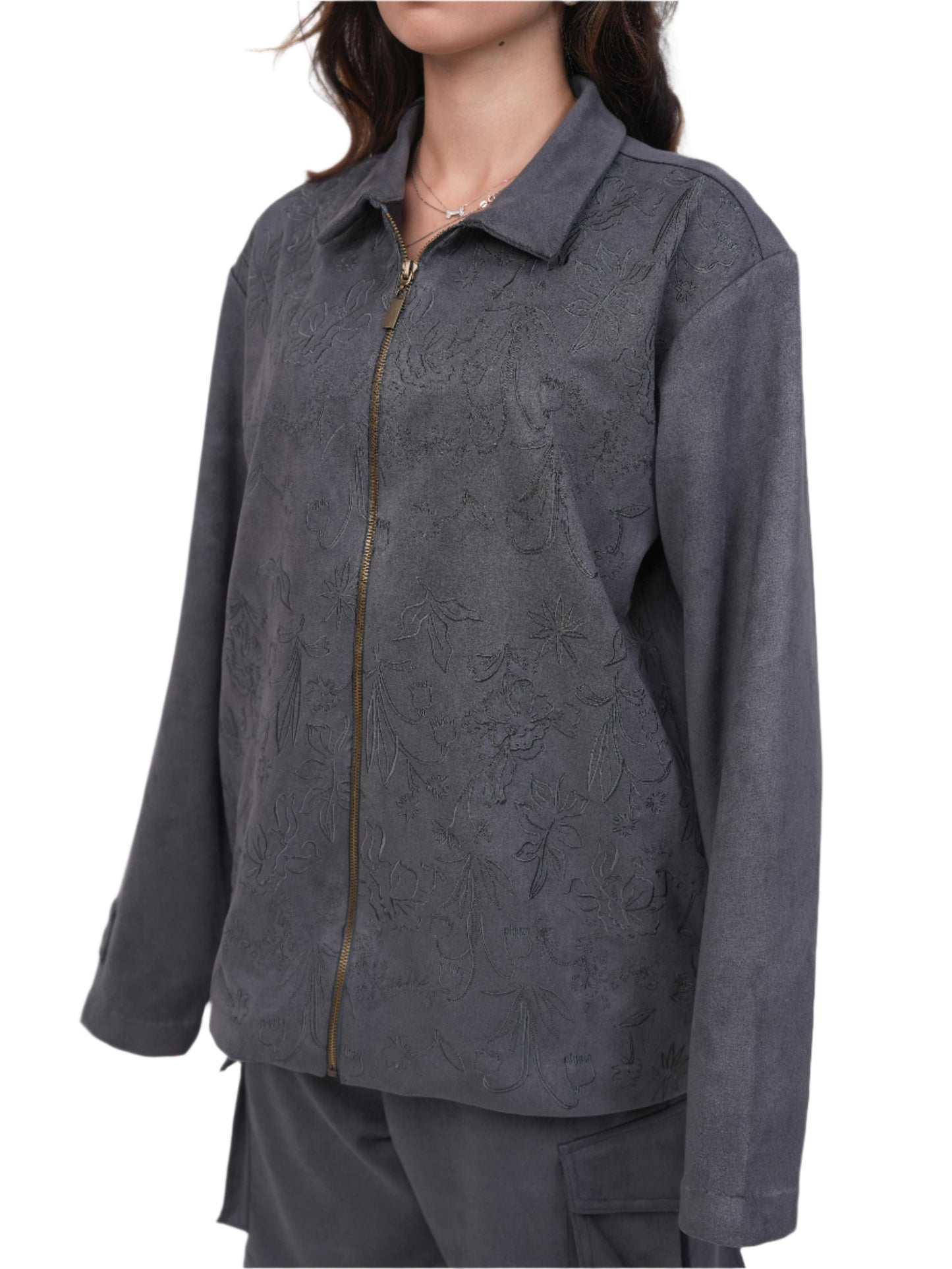 ASH BLOOM JACKET | EMBROIDERY JACKET | MONOTONE EMBROIDERY | JANTAKUMARI