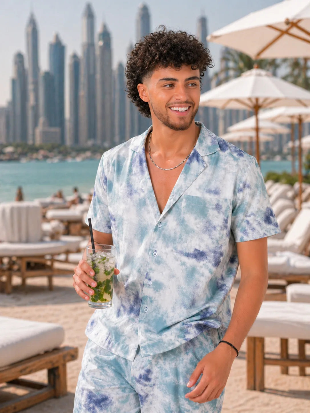 MARBLE TIE DYE CAMP SHIRT MEN