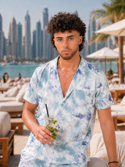 MARBLE TIE DYE CAMP SHIRT MEN