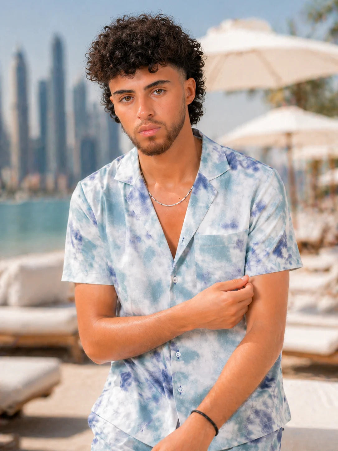 MARBLE TIE DYE CAMP SHIRT MEN