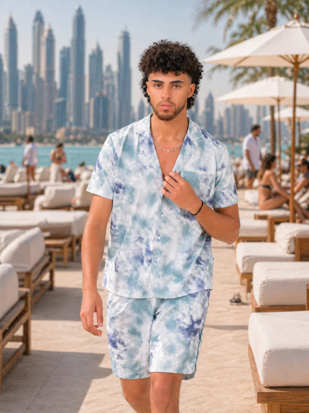 MARBLE TIE DYE CAMP SHIRT MEN
