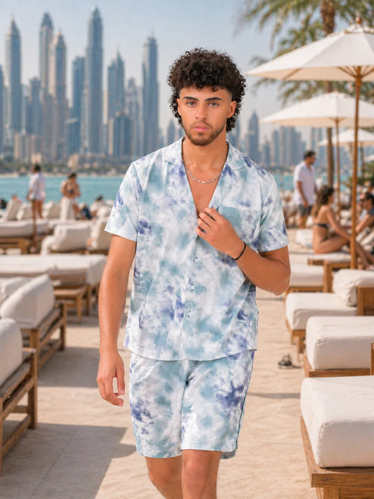MARBLE TIE DYE CAMP SHIRT MEN
