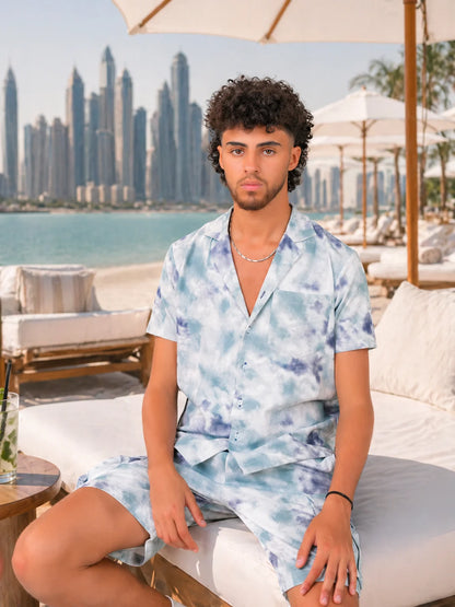 MARBLE TIE DYE CAMP SHIRT MEN