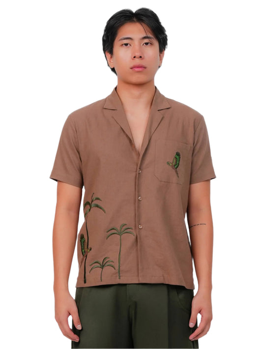 DESSERT BLOOM SHIRT MEN | CAMP COLLAR SHIRT | EMBROIDERED SHIRT | JANTAKUMARI