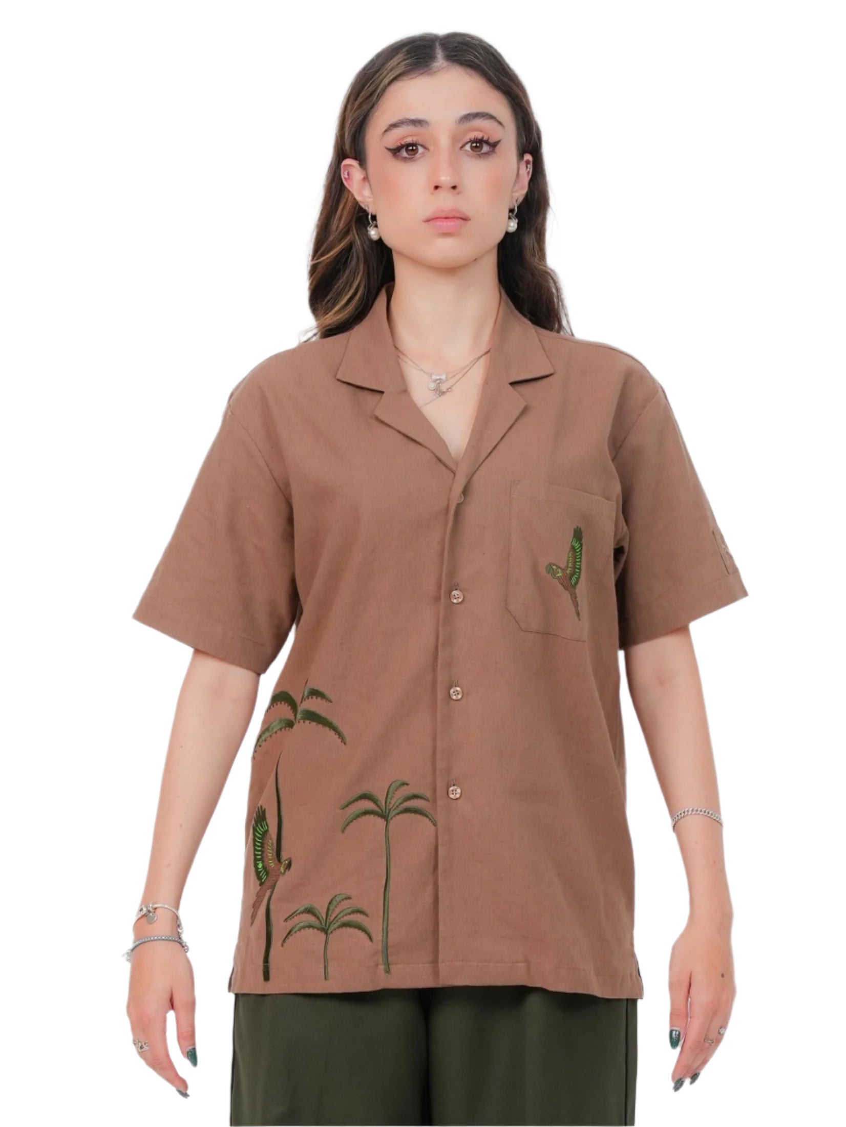 DESSERT BLOOM SHIRT WOMEN | CAMP COLLAR SHIRT | CASUAL WEAR | EMBROIDERED SHIRT | JANTAKUMARI