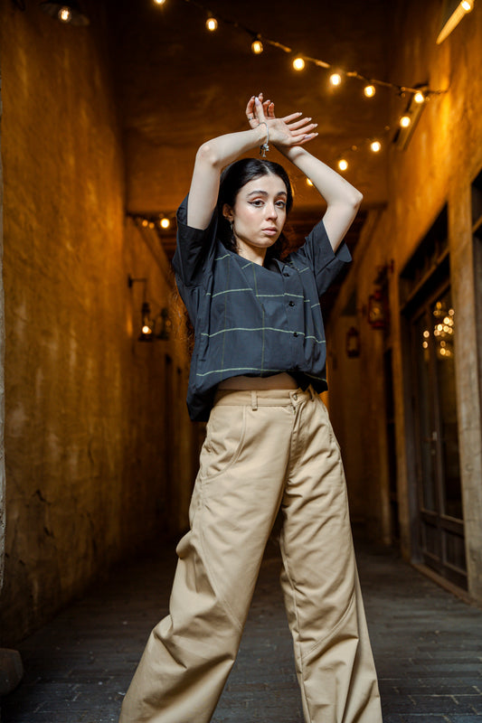 ZIGGY  EMBROIDERED CAMP COLLAR SHIRT