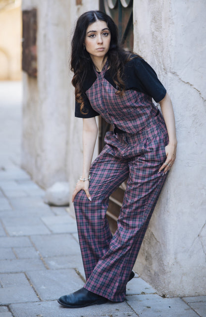 TARTAN PLEAT TROUSERS