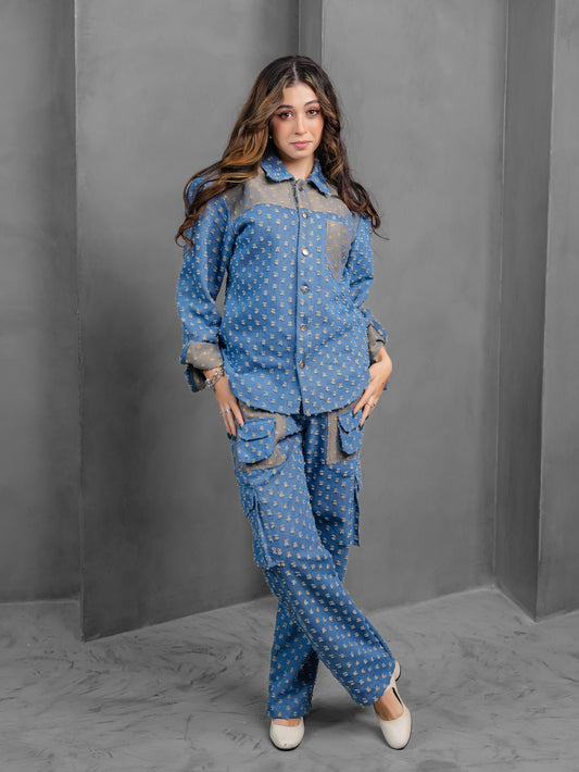 GLIDED FRAY DENIM TROUSERS WOMEN