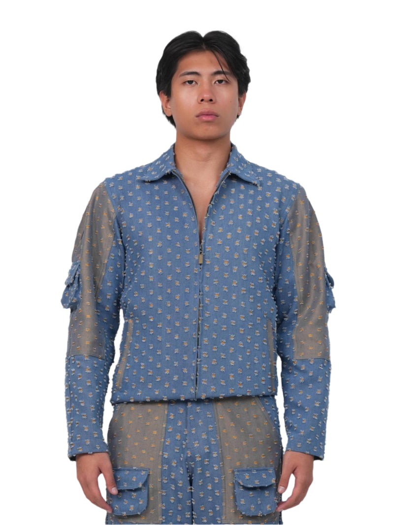 GLIDED FRAY DENIM JACKET MEN