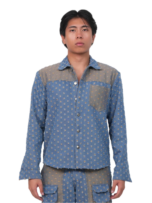 GLIDED FRAY DENIM SHIRT MEN | DENIM SHIRT MEN | JANTAKUMARI