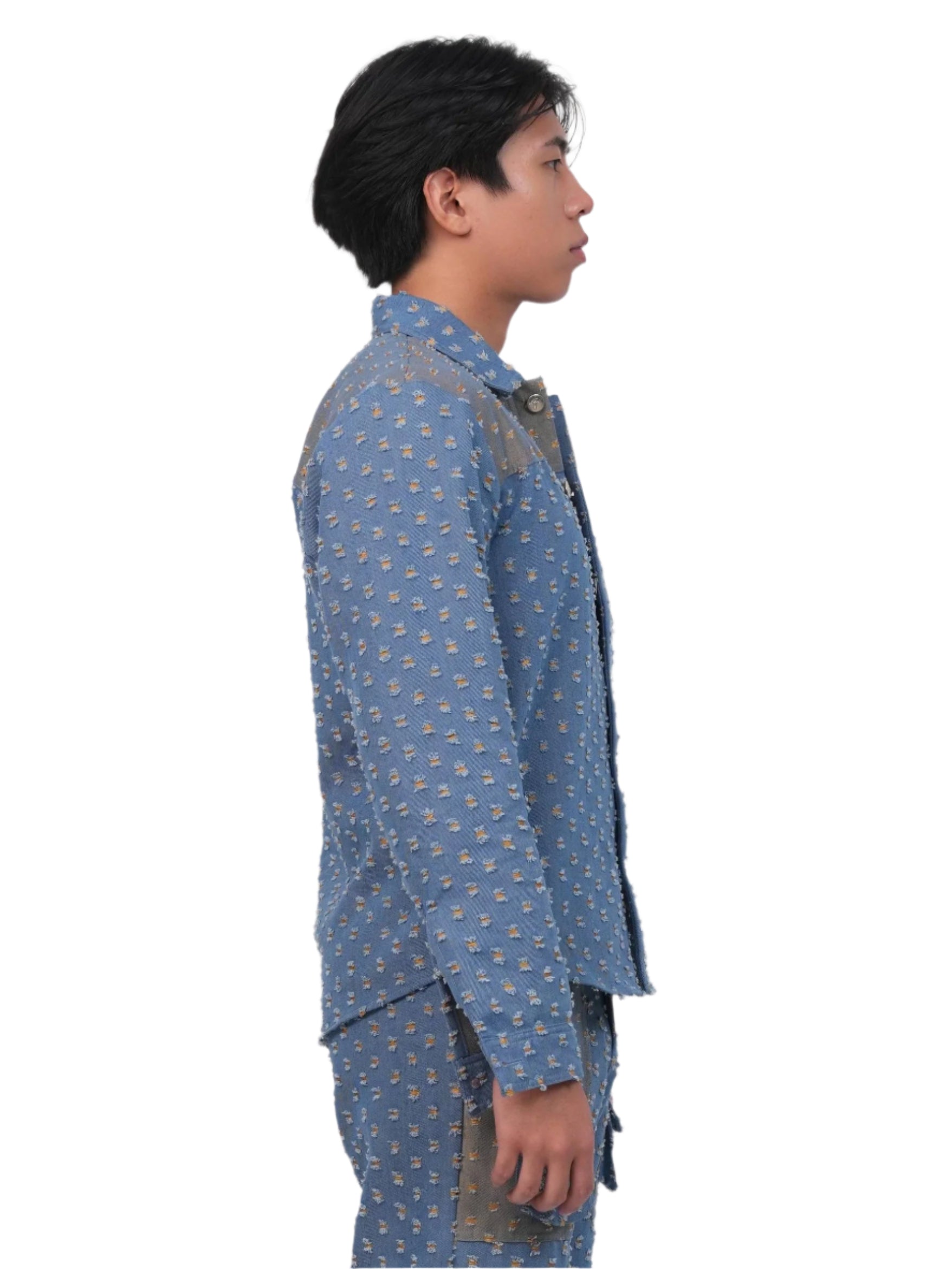 GLIDED FRAY DENIM SHIRT MEN | DENIM SHIRT MEN | JANTAKUMARI