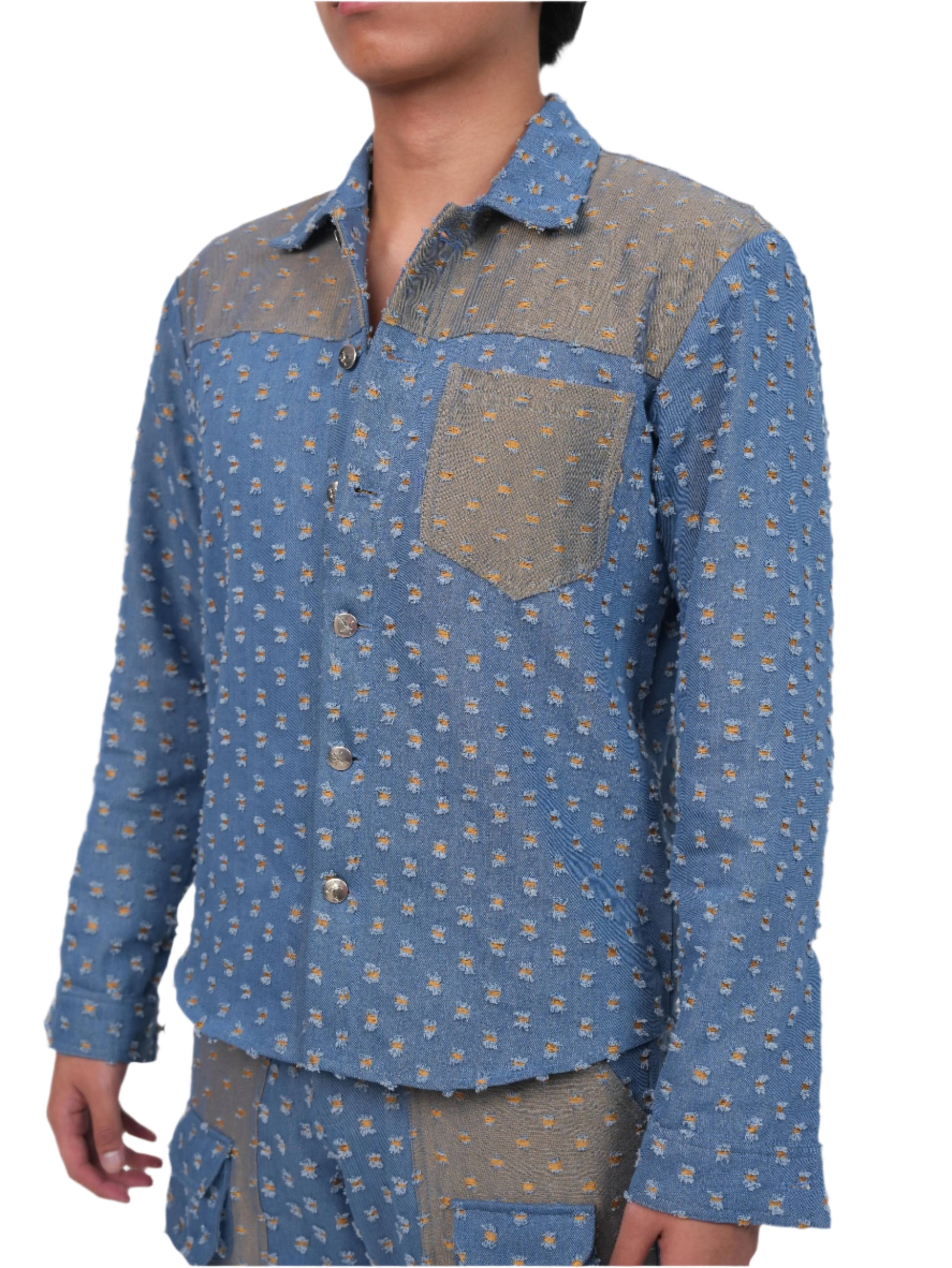 GLIDED FRAY DENIM SHIRT MEN | DENIM SHIRT MEN | JANTAKUMARI