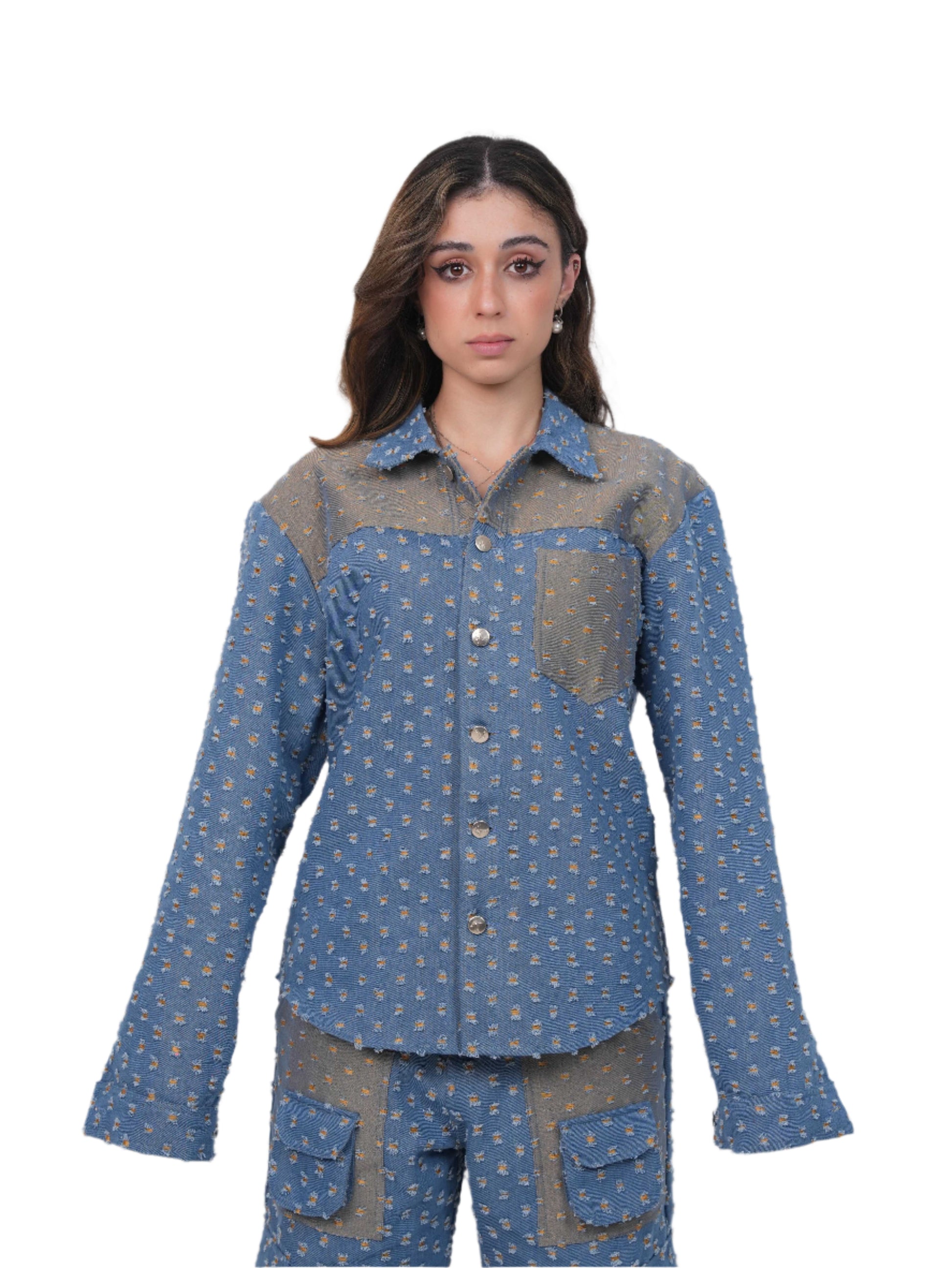 GLIDED FRAY DENIM SHIRT WOMEN | DENIM SHIRT WOMEN | JANTAKUMARI