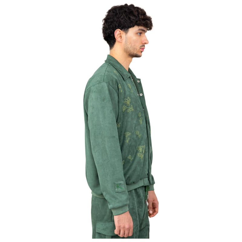 OLIVE GREEN EMBROIDERY BOMBER JACKET