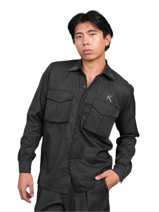 SLATE CARGO SHIRT | LUXURY CASUAL SHIRT | JANTAKUMARI