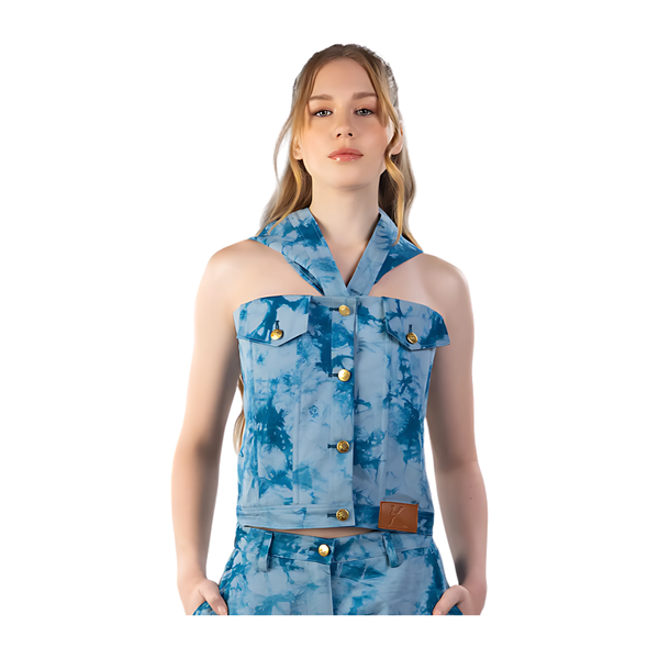 TIE DYE DENIM CORSET