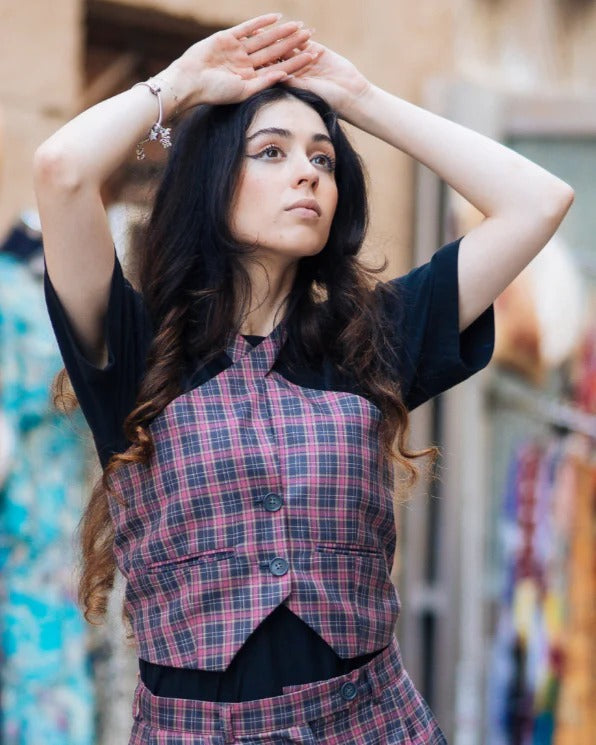 Premium Tartan Co-Ord Set – Women Waistcoat + Pleated Trouser
