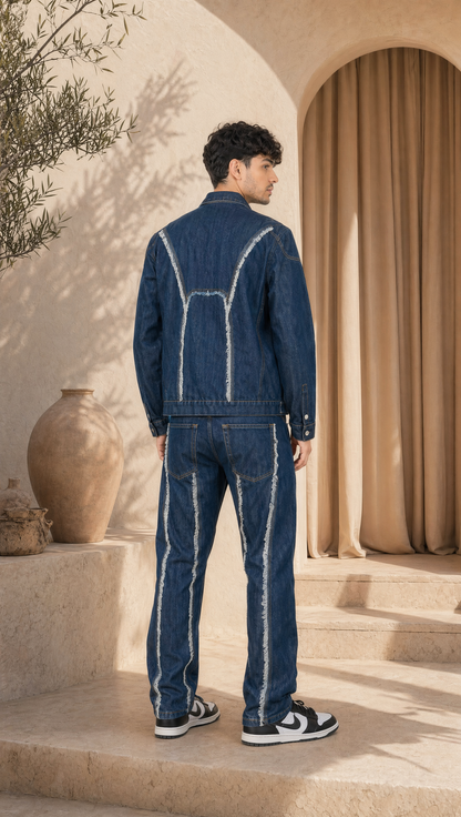 BIKER FRAY DENIM JACKET MEN