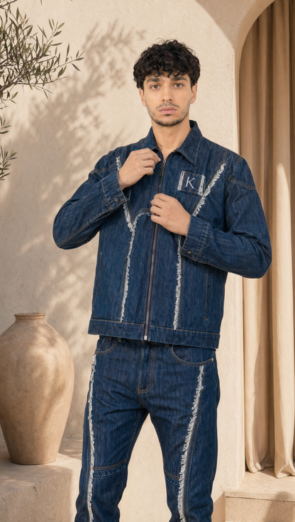 BIKER FRAY DENIM JACKET MEN