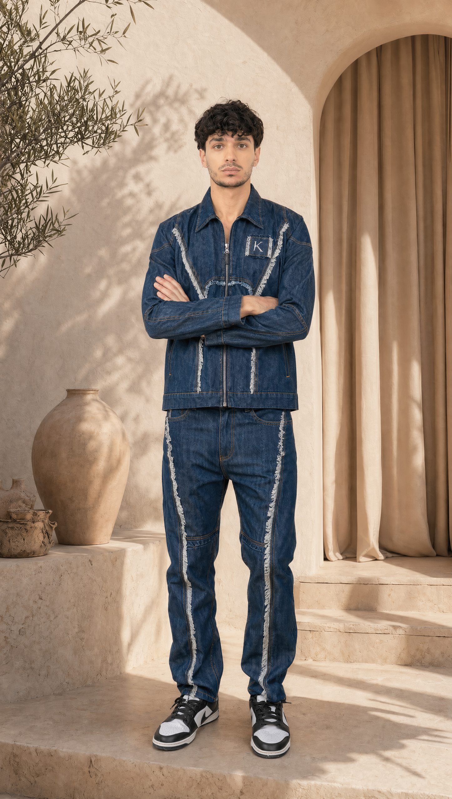 BIKER FRAY DENIM JACKET MEN