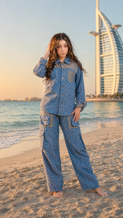 GLIDED FRAY DENIM SHIRT WOMEN