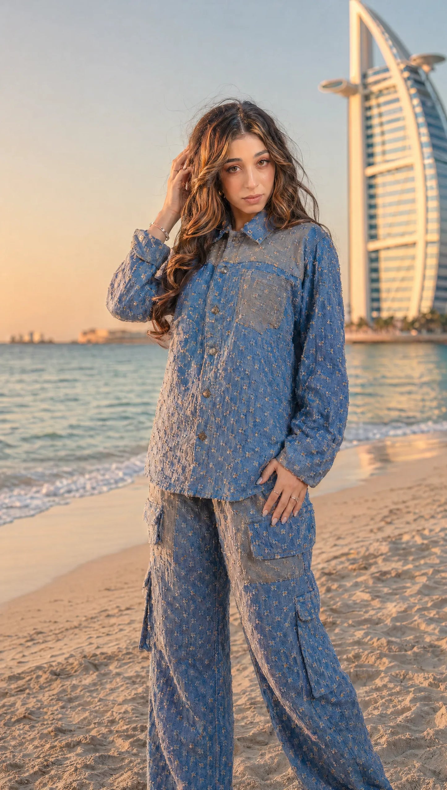 GLIDED FRAY DENIM SHIRT WOMEN