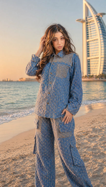 GLIDED FRAY DENIM SHIRT WOMEN