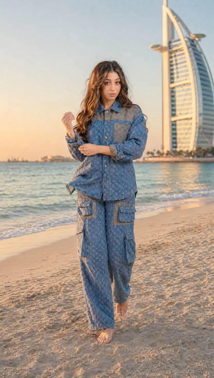 GLIDED FRAY DENIM SHIRT WOMEN