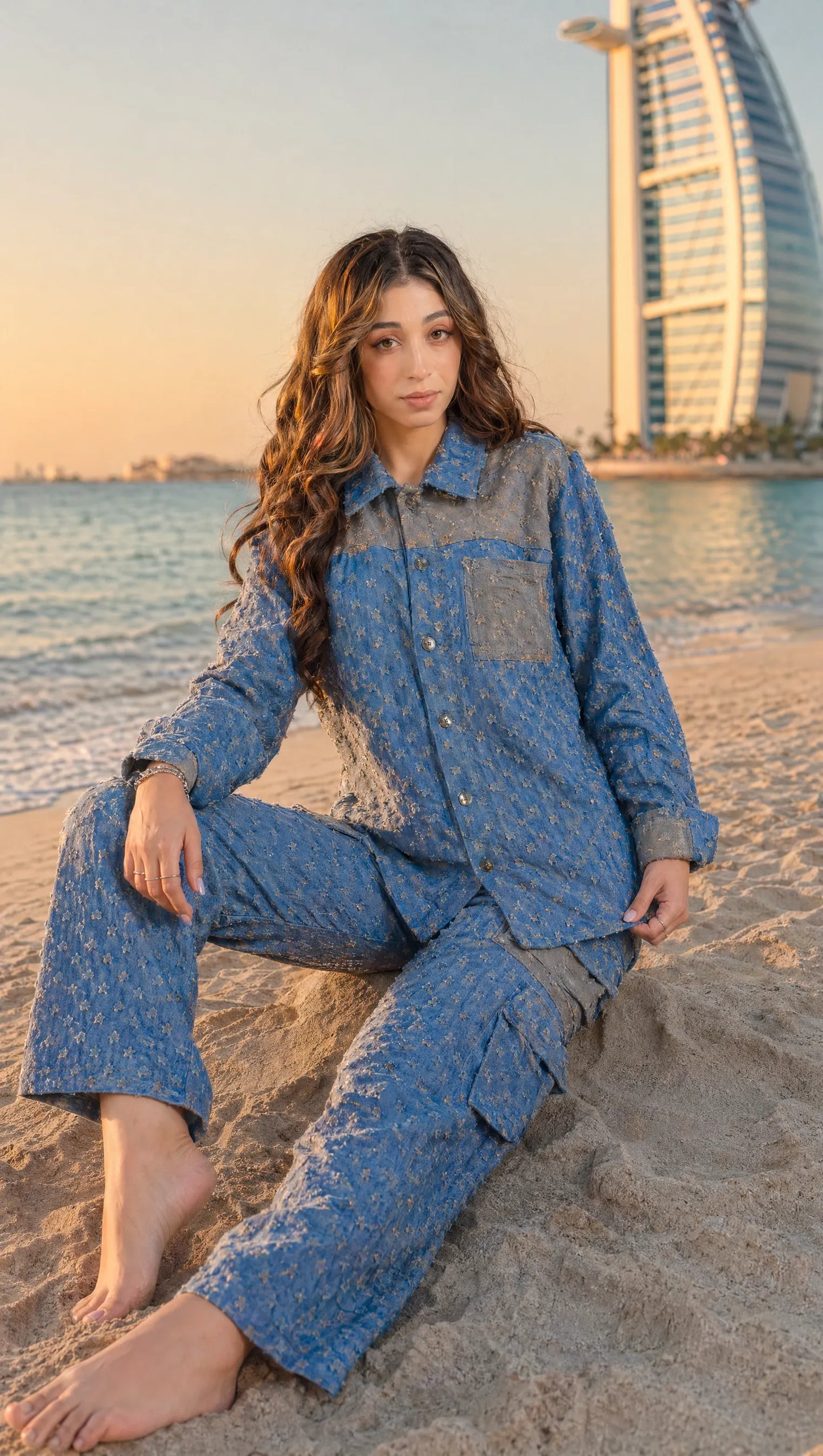 GLIDED FRAY DENIM SHIRT WOMEN